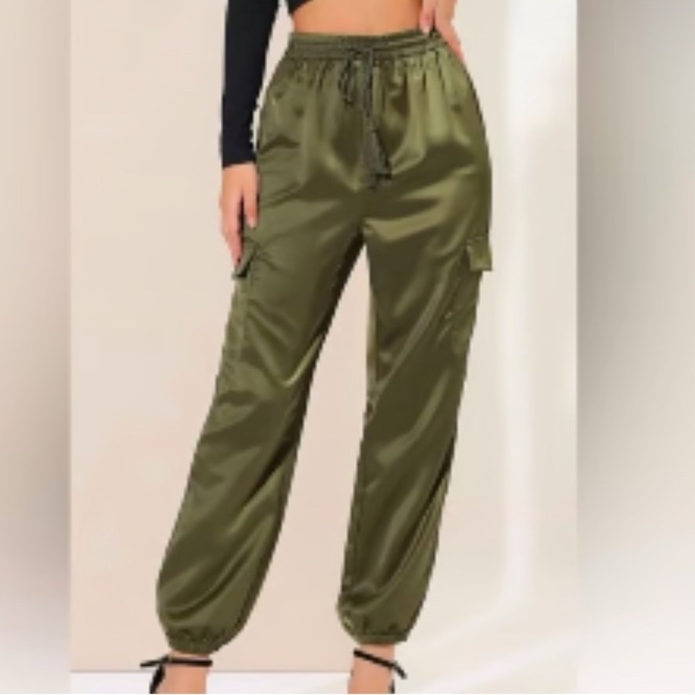 Joie 100% Silk Drawstring Cargo Jogger Pants